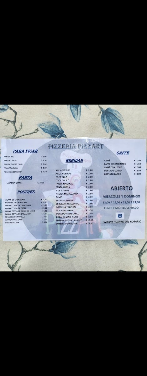 Menu Pizzart Puerto Del Rosario-2