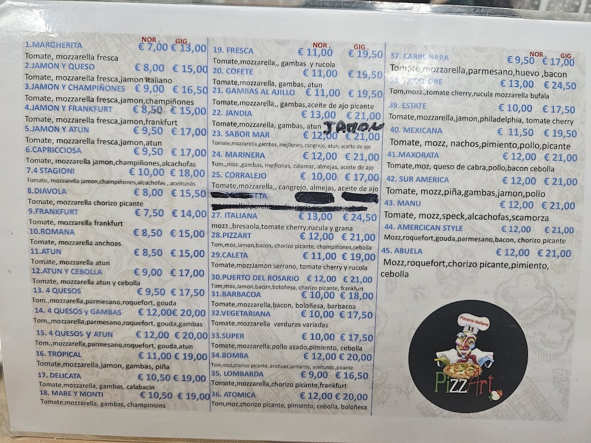 Menu Pizzart Puerto Del Rosario-3
